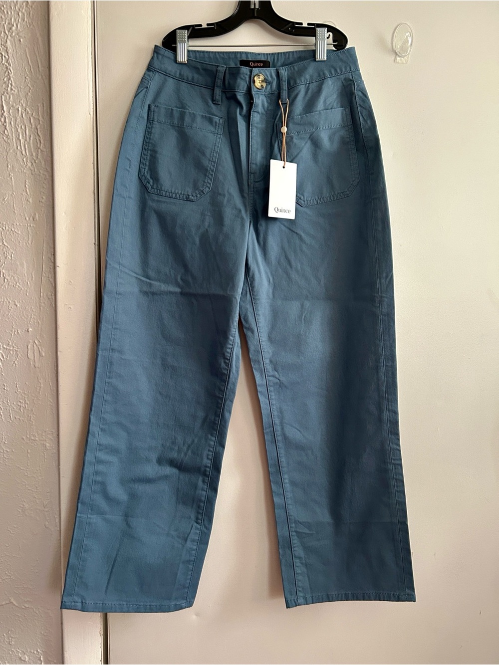 Quince Wide-Leg Cotton Pants in Slate Blue